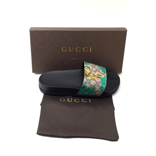 Gucci, Heren Slippers, Groen Tiger