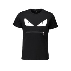 Fendi, Heren T-Shirt, Zwart Zip